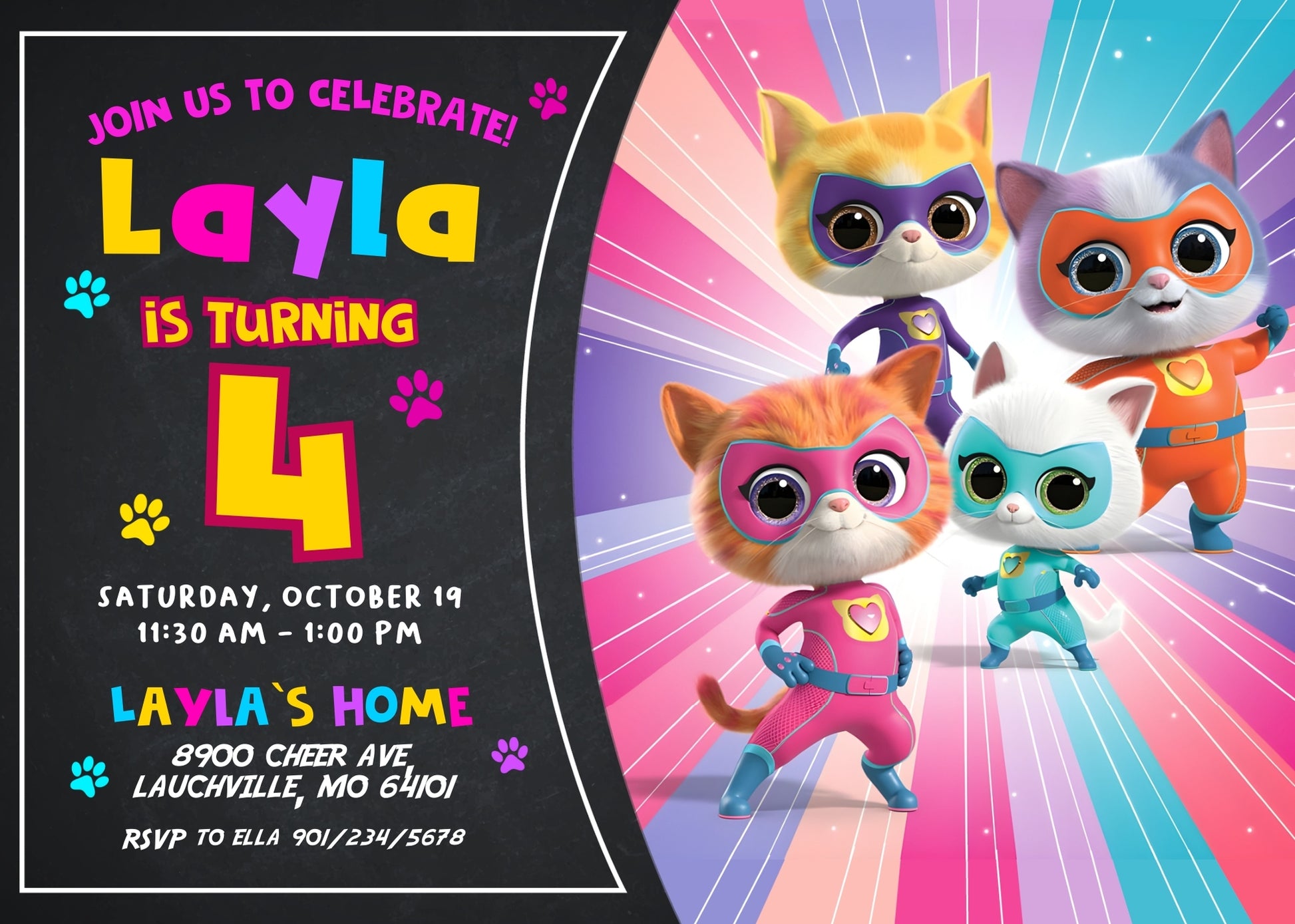 SuperKitties customizable invitation template | Share or Print | UD783