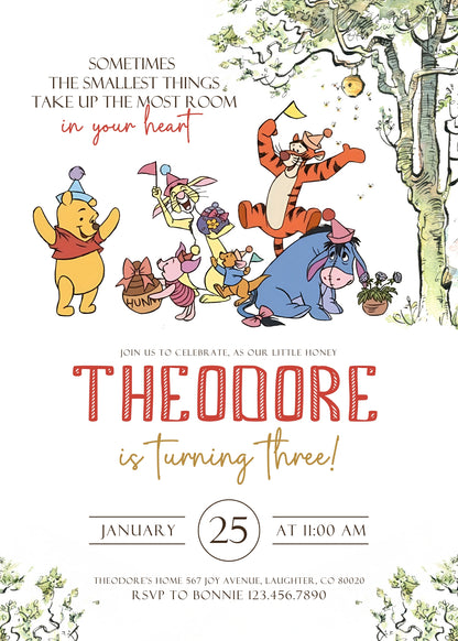 Winnie the Pooh customizable invitation template | Share or Print | TL935