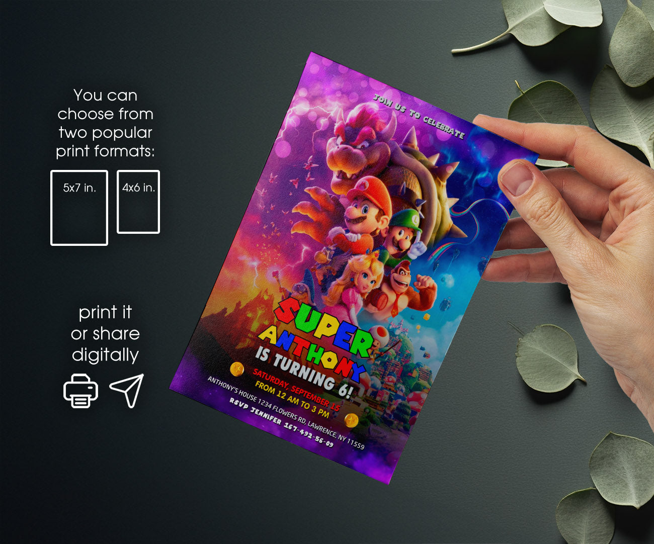 Super Mario Bros customizable invitation template | Share or Print | UQ606