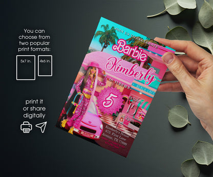 Barbie Pink customizable invitation template | Share or Print | girl | IM212