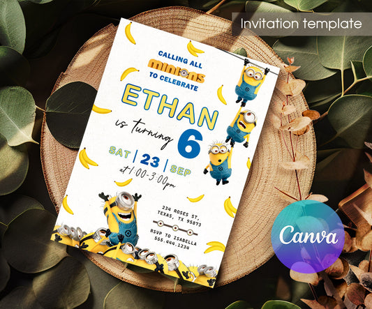 Minions Despicable Me customizable invitation template | Share or Print | QT304