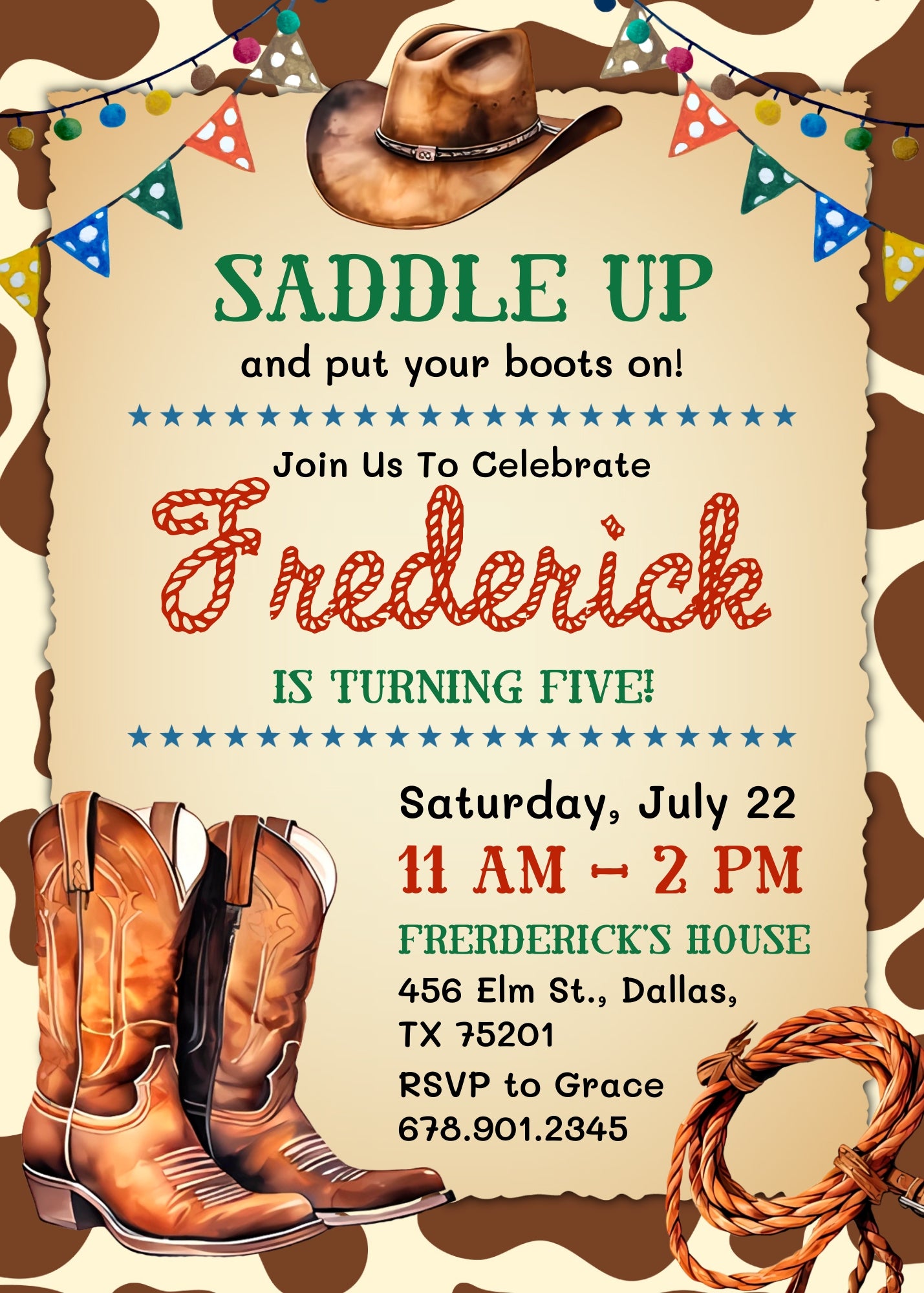 Cowboy Rodeo customizable invitation template | Share or Print | boy | ED664