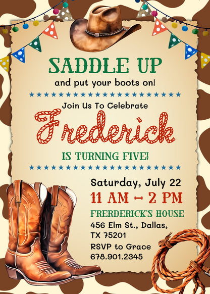 Cowboy Rodeo customizable invitation template | Share or Print | boy | ED664