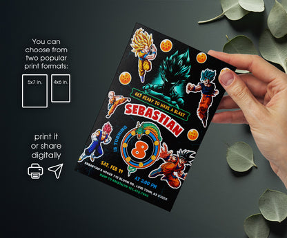 Dragon Ball Z Anime customizable invitation template | Share or Print | boy | JA297