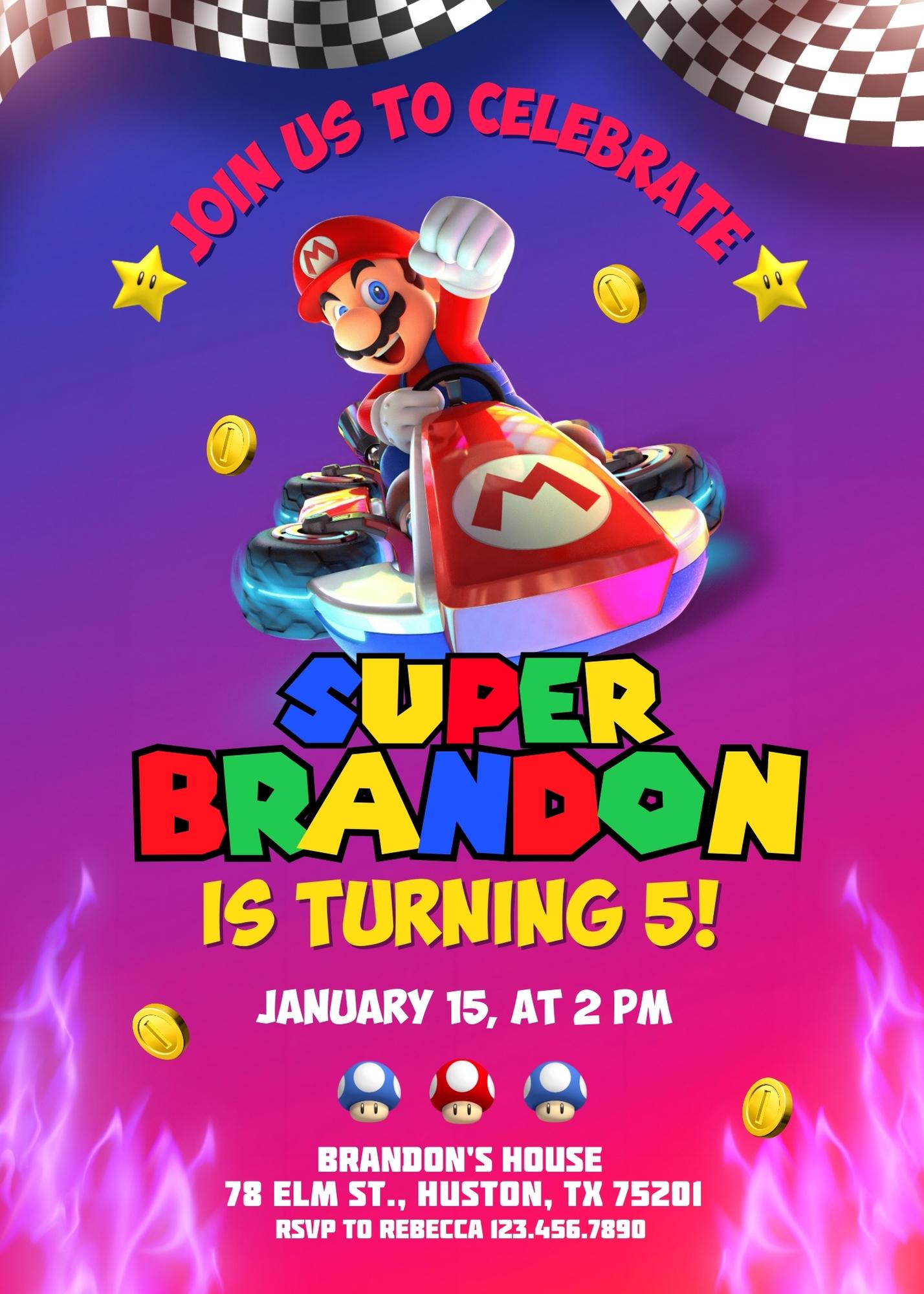 Super Mario Bros customizable invitation template | Share or Print | AM215
