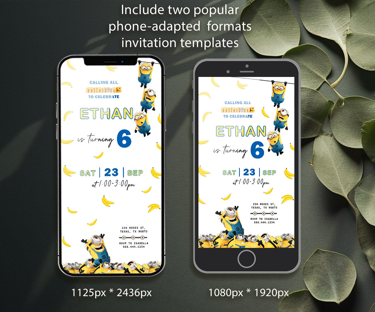 Minions Despicable Me customizable invitation template | Share or Print | QT304