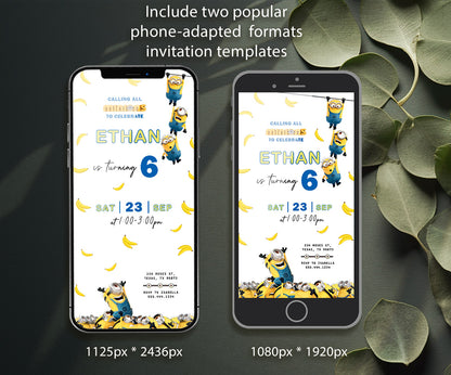 Minions Despicable Me customizable invitation template | Share or Print | QT304