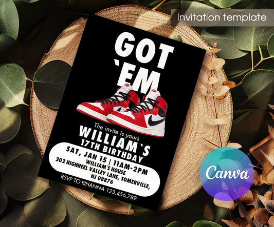 Sneaker Ball Air Jordan Nike customizable invitation template | Share or Print | YB678