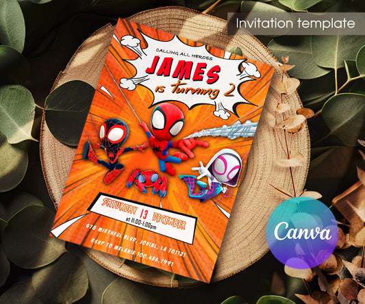 Spidey and His Amazing Friends customizable invitation template | Share or Print | boy | WB571