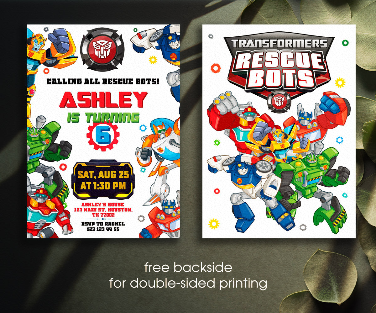 Transformers Rescue Bots customizable invitation template | Share or Print | boy | IC420