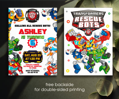 Transformers Rescue Bots customizable invitation template | Share or Print | boy | IC420