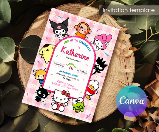 Hello Kitty Sanrio customizable invitation template | Share or Print | NS482