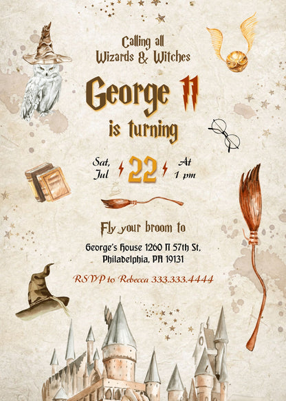 Harry Potter customizable invitation template | Share or Print | PX400