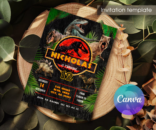 Jurassic Park Dinosaur customizable invitation template | Share or Print | RC902