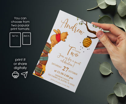 Winnie the Pooh customizable invitation template | Share or Print | GB097