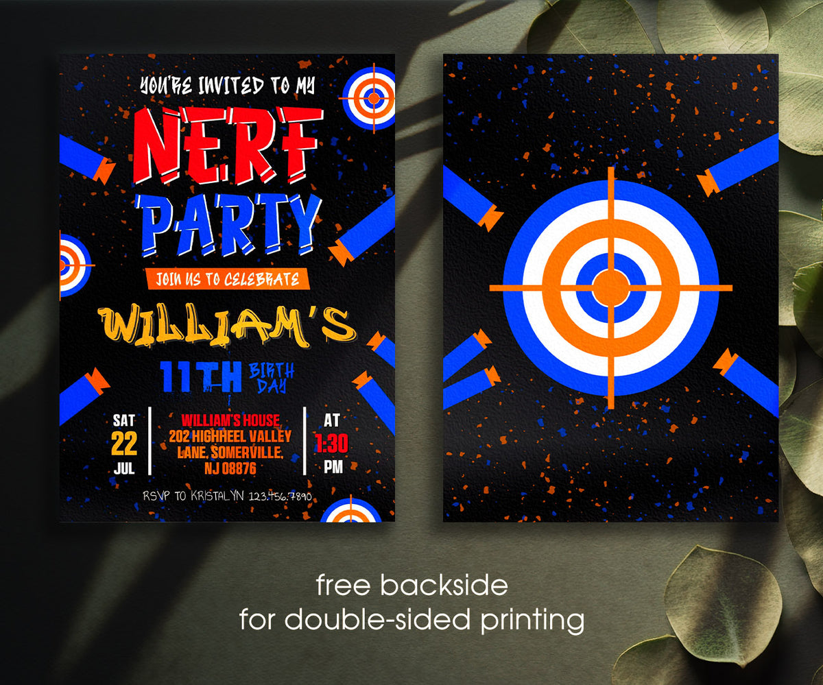 NERF Dart Wars customizable invitation template | Share or Print | boy | ZS870