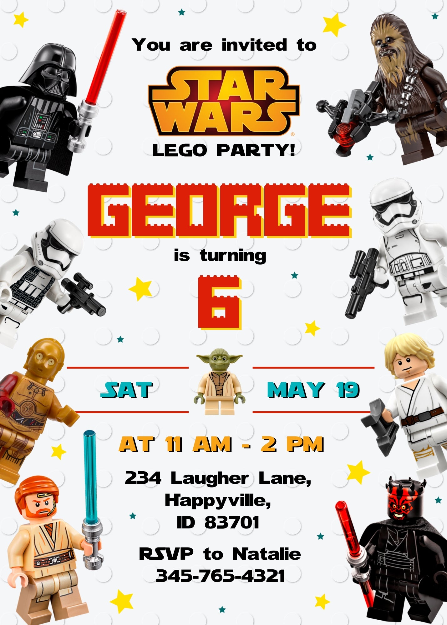 Star Wars Darth Vader Lego Minifigures customizable invitation template | Share or Print | AL237