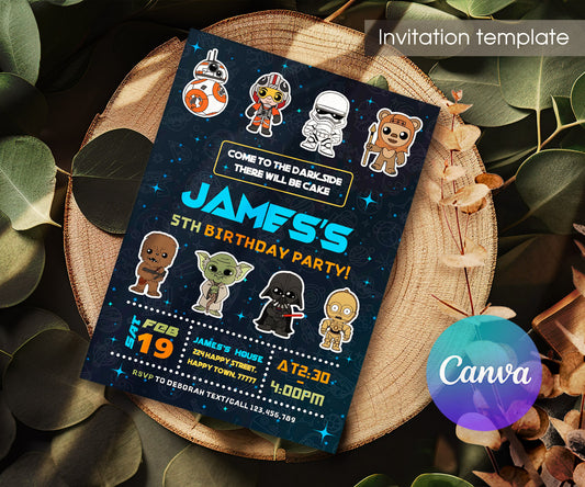 Star Wars Darth Vader customizable invitation template | Share or Print | boy | AA644