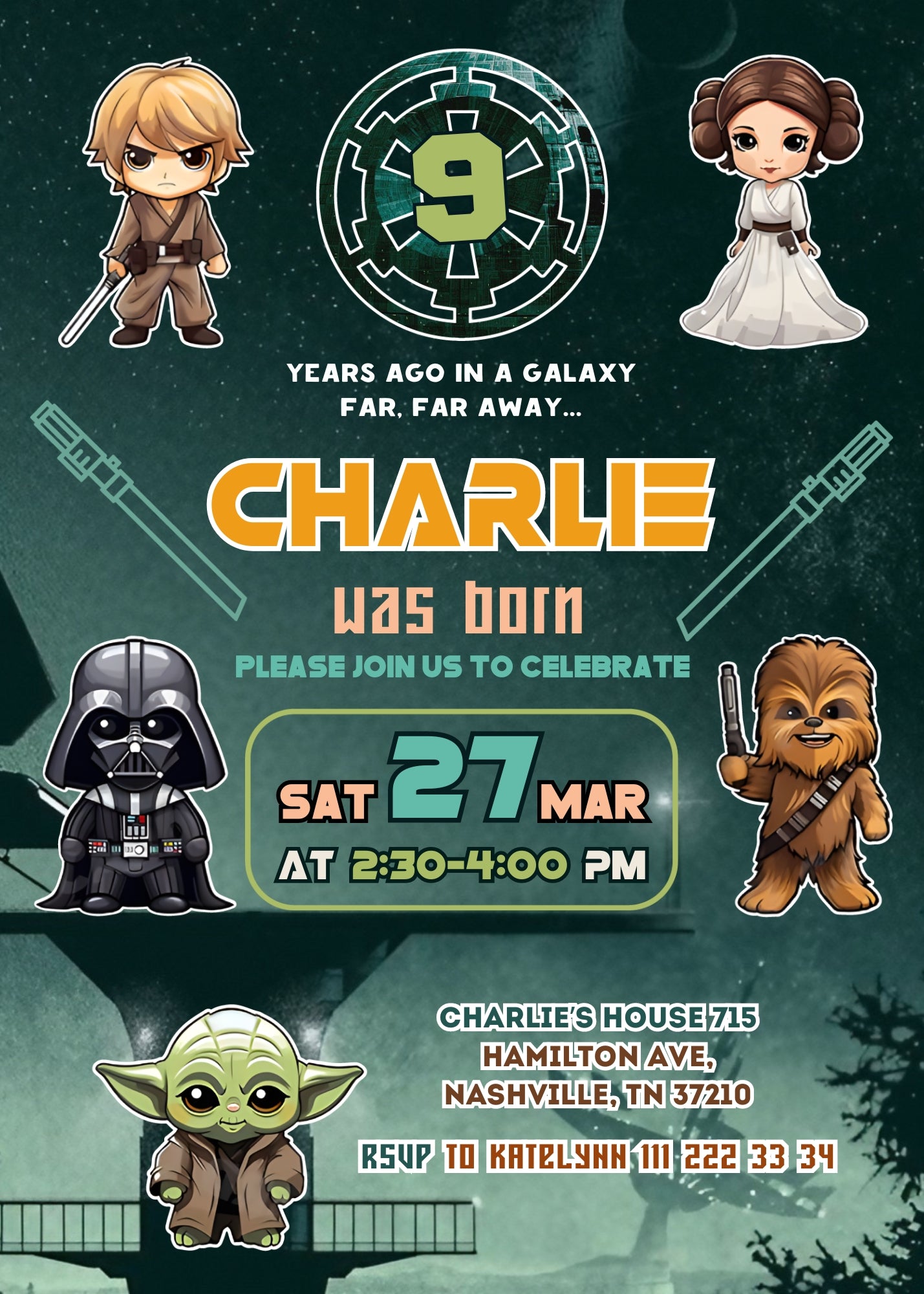 Star Wars Darth Vader customizable invitation template | Share or Print | boy | UN972