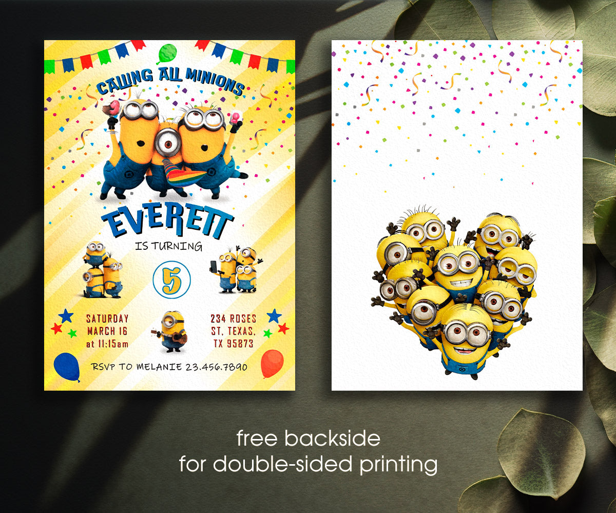 Minions Despicable Me customizable invitation template | Share or Print | BT734