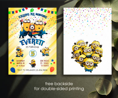 Minions Despicable Me customizable invitation template | Share or Print | BT734