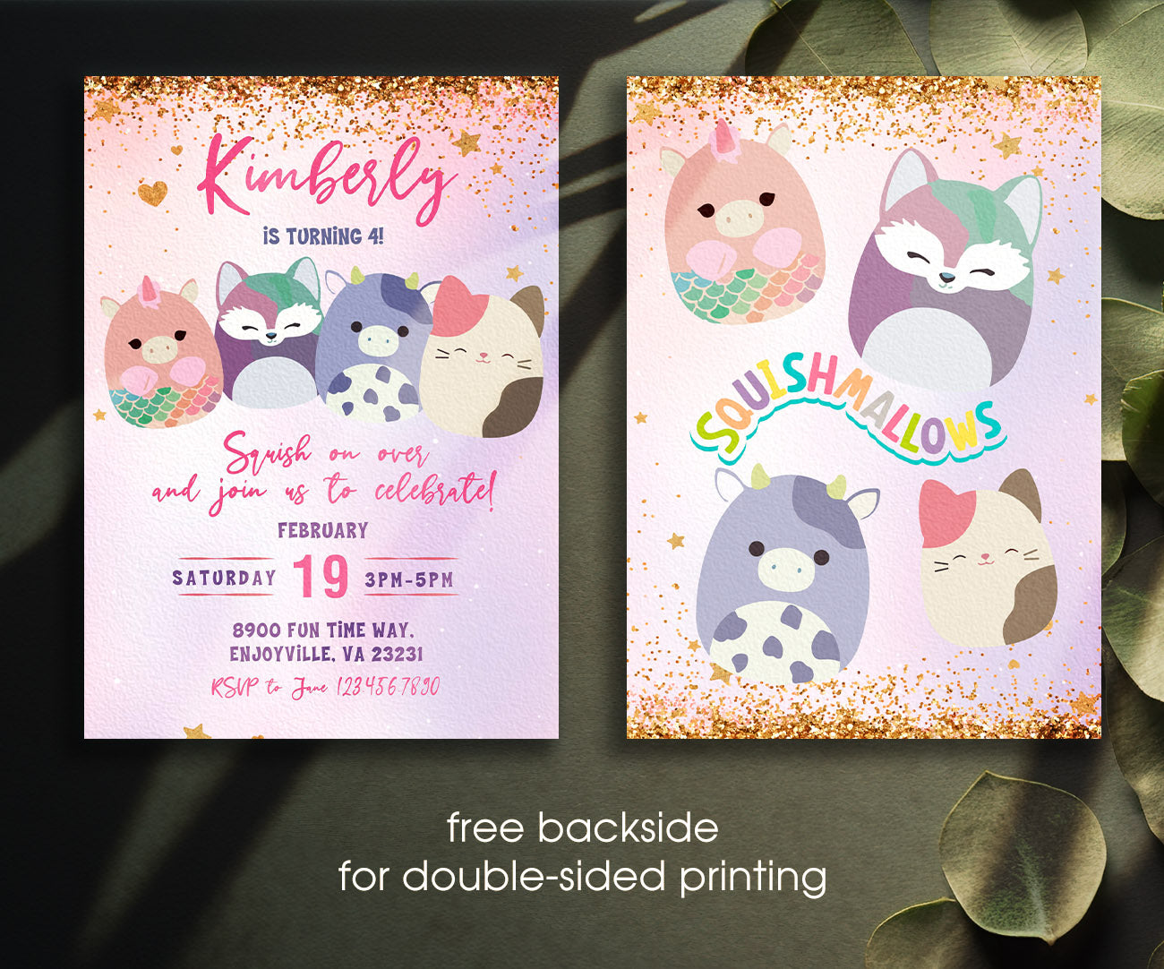 Squishmallows customizable invitation template | Share or Print | KQ104