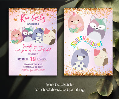 Squishmallows customizable invitation template | Share or Print | KQ104