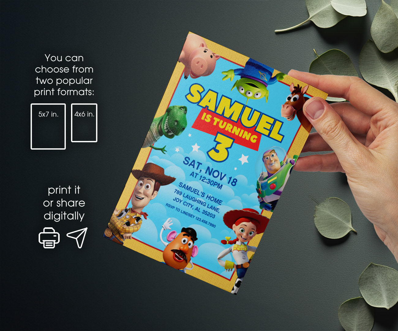 Toy Story Woody customizable invitation template | Share or Print | RB593