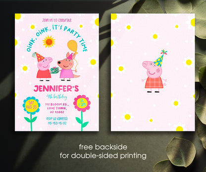 Peppa Pig customizable invitation template | Share or Print | girl | DY695