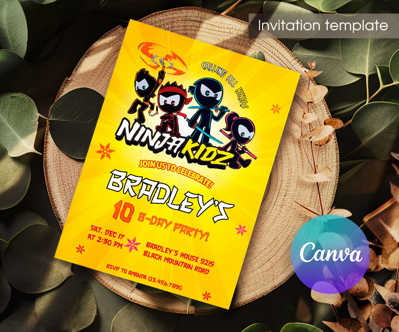 Ninja Kidz TV customizable invitation template | Share or Print | NH741