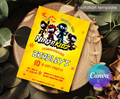 Ninja Kidz TV customizable invitation template | Share or Print | NH741