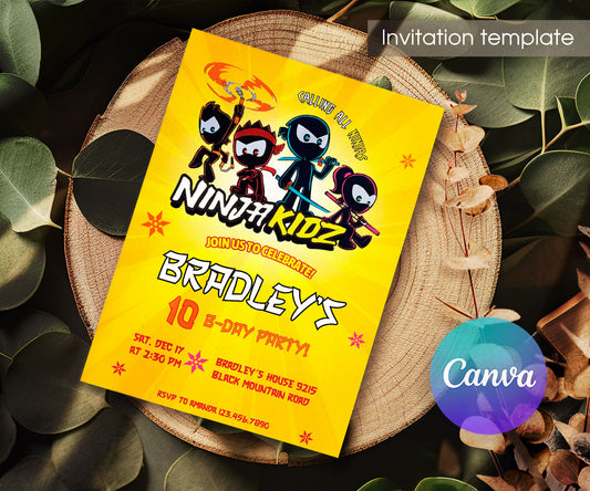 Ninja Kidz TV customizable invitation template | Share or Print | NH741