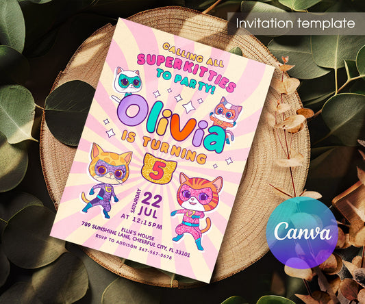 SuperKitties customizable invitation template | Share or Print | EG276