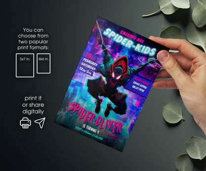 Spider Man Across the Spider-Verse customizable invitation template | Share or Print | boy | VI153