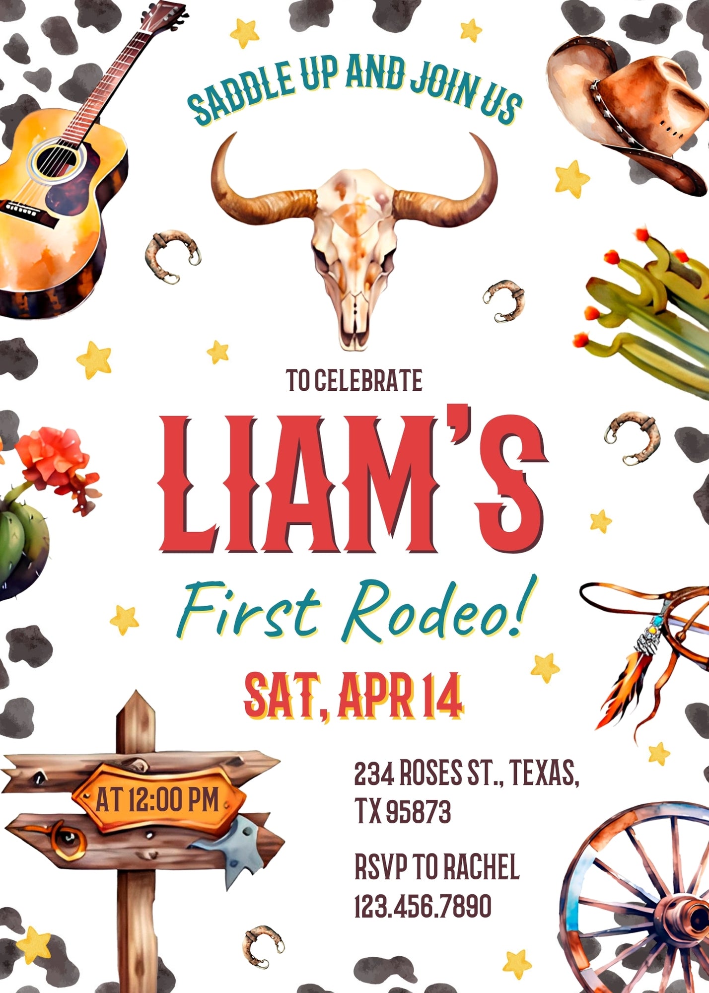 Cowboy Rodeo customizable invitation template | Share or Print | boy | XF757
