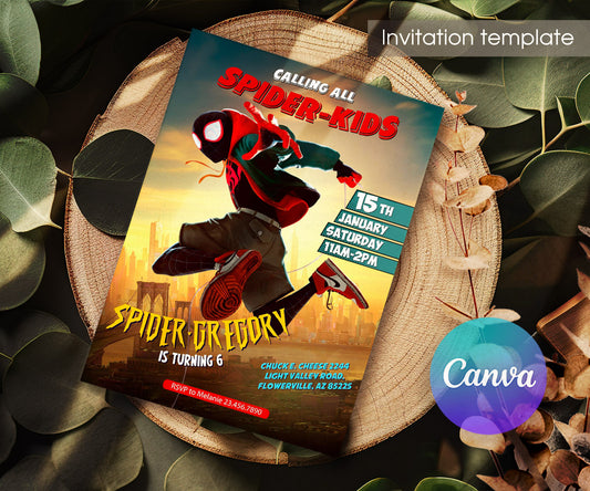 Spider Man Across the Spider-Verse customizable invitation template | Share or Print | boy | SV656