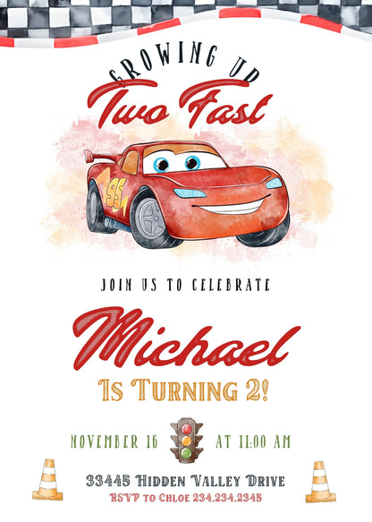 Cars Lightning McQueen customizable invitation template | Share or Print | boy | IP382
