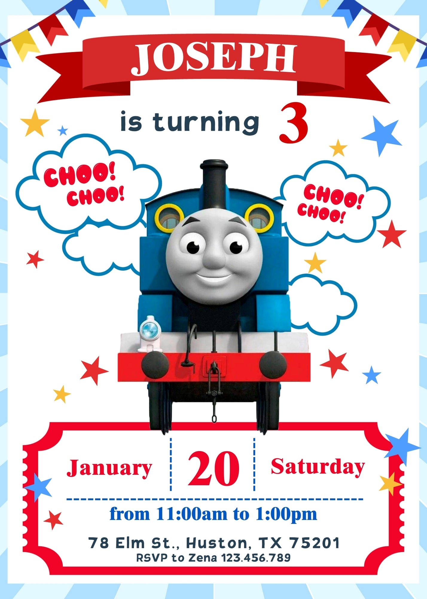 Thomas Train & Friends customizable invitation template | Share or Print | HG406