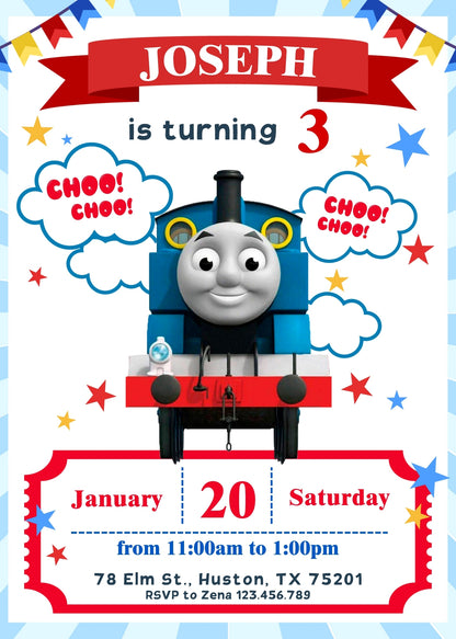 Thomas Train & Friends customizable invitation template | Share or Print | HG406