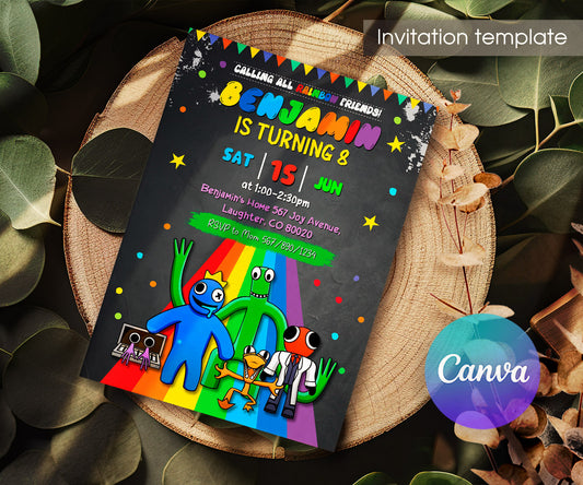 Rainbow Friends customizable invitation template | Share or Print | RZ943