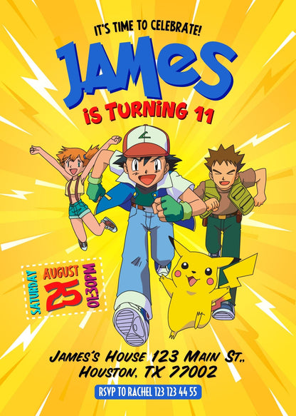 Pokemon Pikachu customizable invitation template | Share or Print | II247