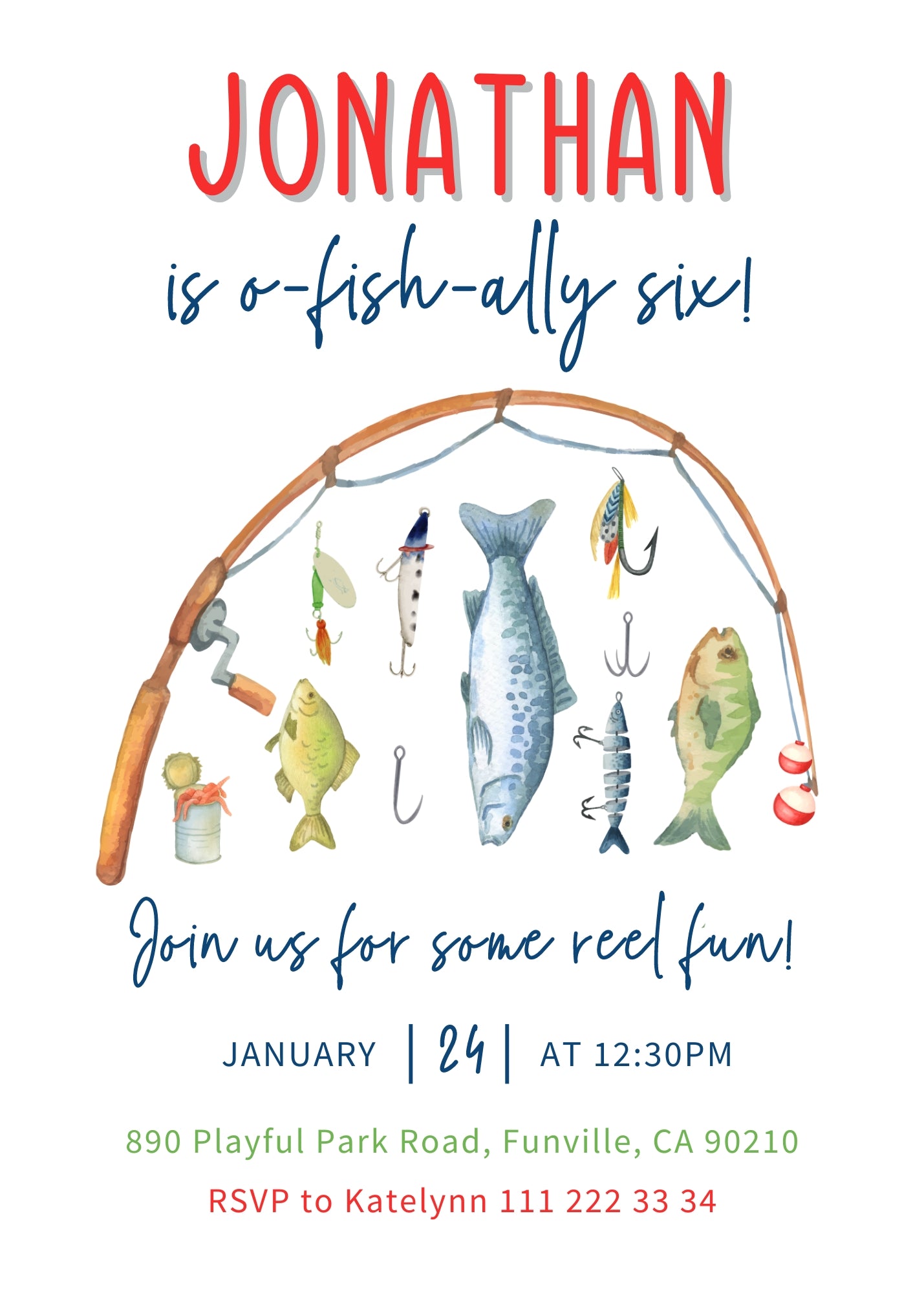 Fishing O-Fish-Ally customizable invitation template | Share or Print | QX520