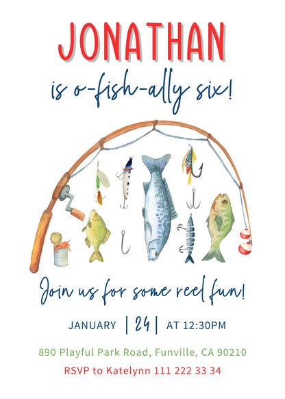 Fishing O-Fish-Ally customizable invitation template | Share or Print | QX520