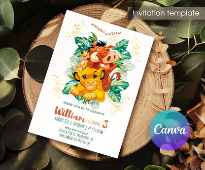 Lion King Simba customizable invitation template | Share or Print | DM066