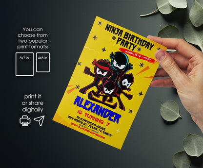Ninja Kidz TV customizable invitation template | Share or Print | VG250