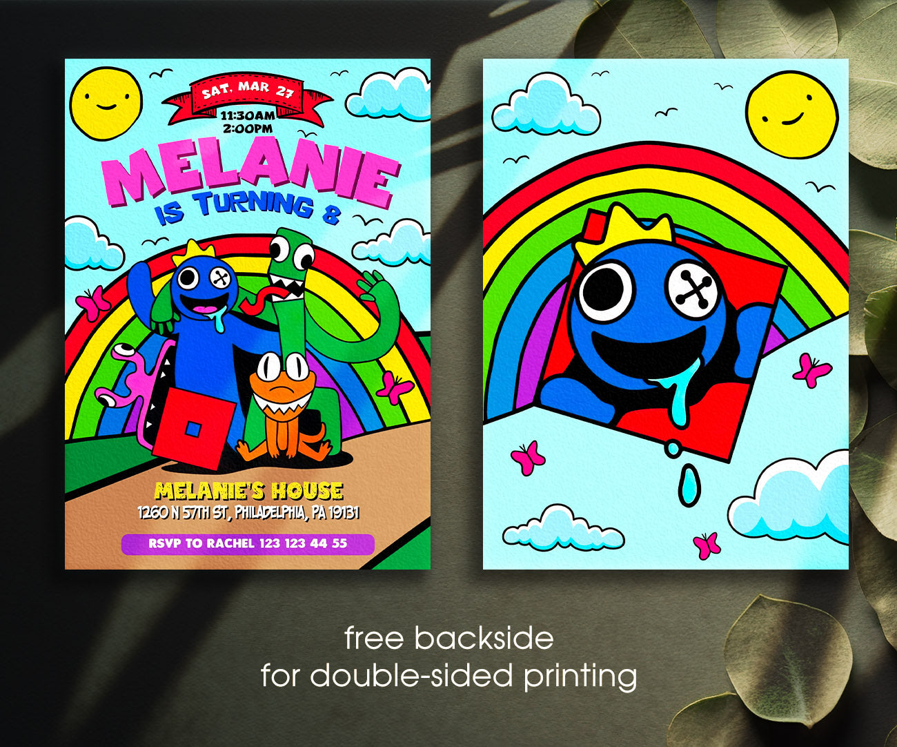 Rainbow Friends customizable invitation template | Share or Print | OJ937