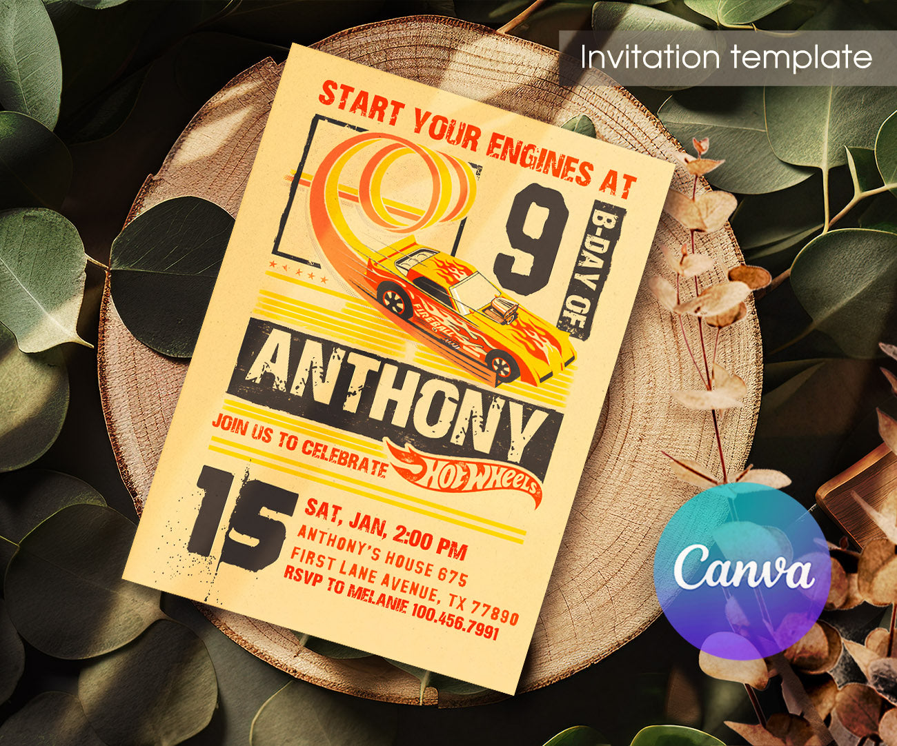 Hot Wheels Racing customizable invitation template | Share or Print | boy | GP576