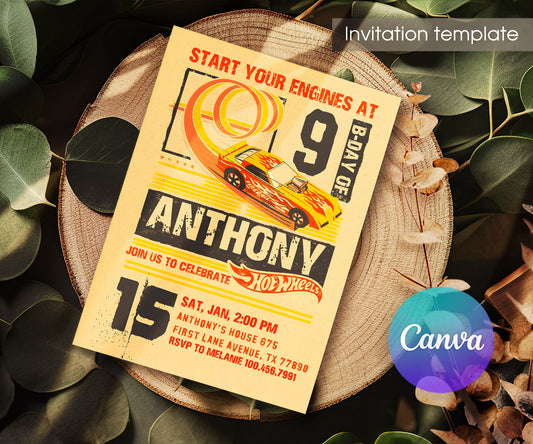 Hot Wheels Racing customizable invitation template | Share or Print | boy | GP576