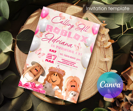 Roblox Gamer customizable invitation template | Share or Print | NI199
