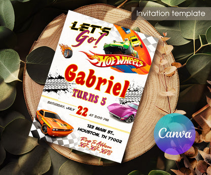 Hot Wheels Racing customizable invitation template | Share or Print | boy | LC748